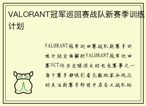 VALORANT冠军巡回赛战队新赛季训练计划